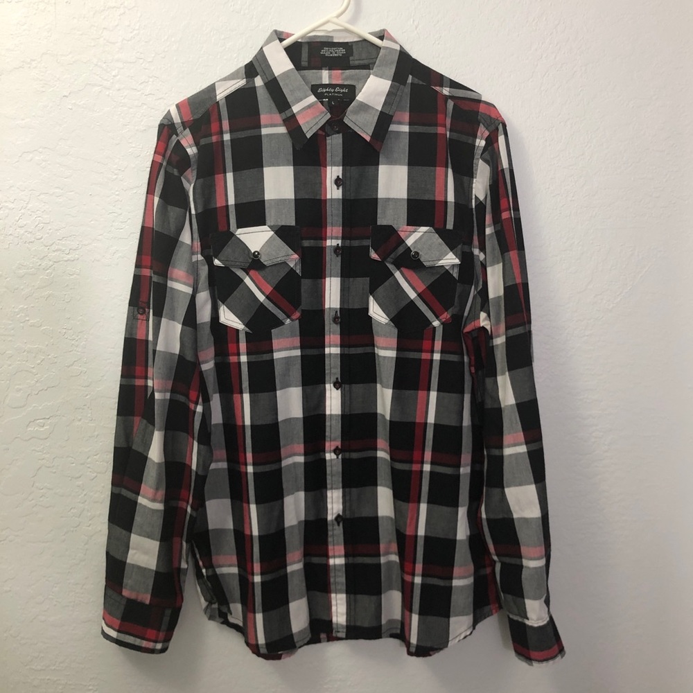 Eighty Eight Platinum Black Red Plaid Shirt